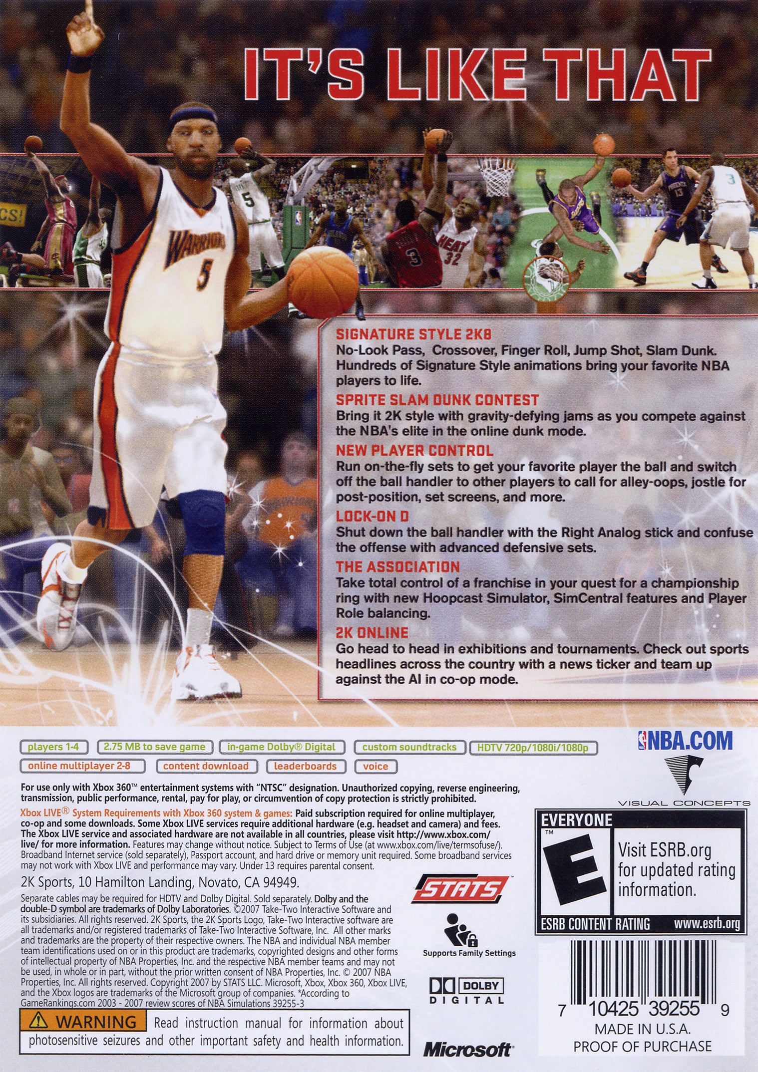 NBA 2K8 Xbox 360 - Video Game - Used - CaveGamers - Image 2