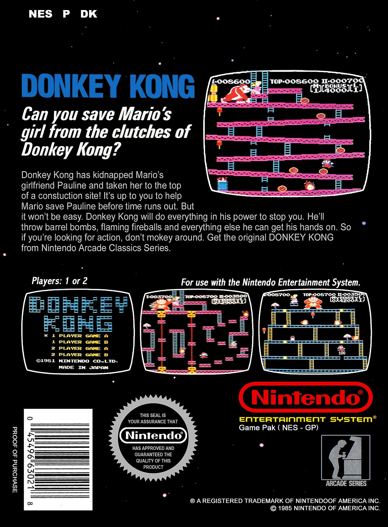 Donkey Kong NES - Video Game - Used - CaveGamers - Image 2