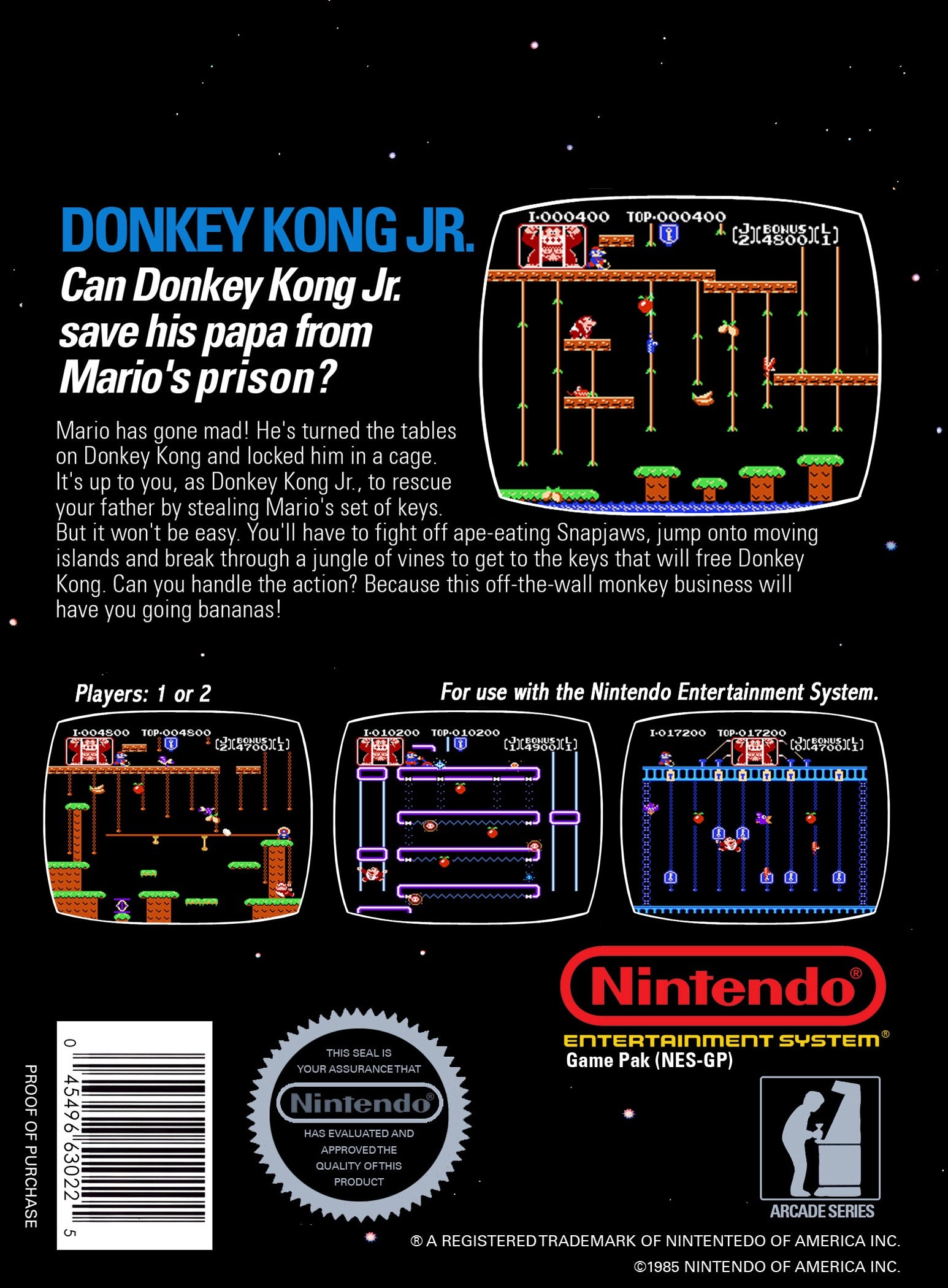Donkey Kong Jr NES - Video Game - Used - CaveGamers - Image 2
