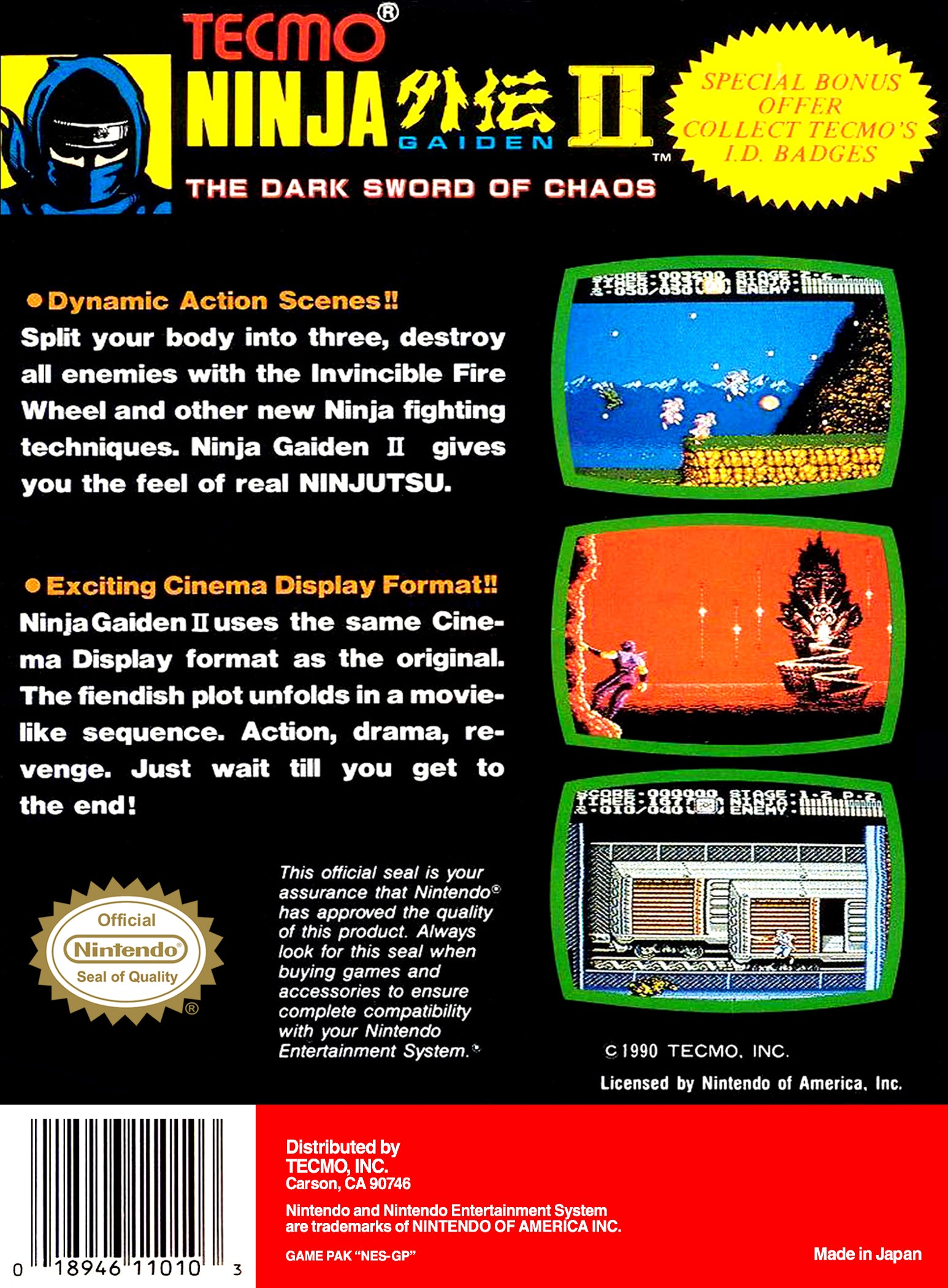 Ninja Gaiden II The Dark Sword of Chaos NES - Video Game - Used - CaveGamers - Image 2