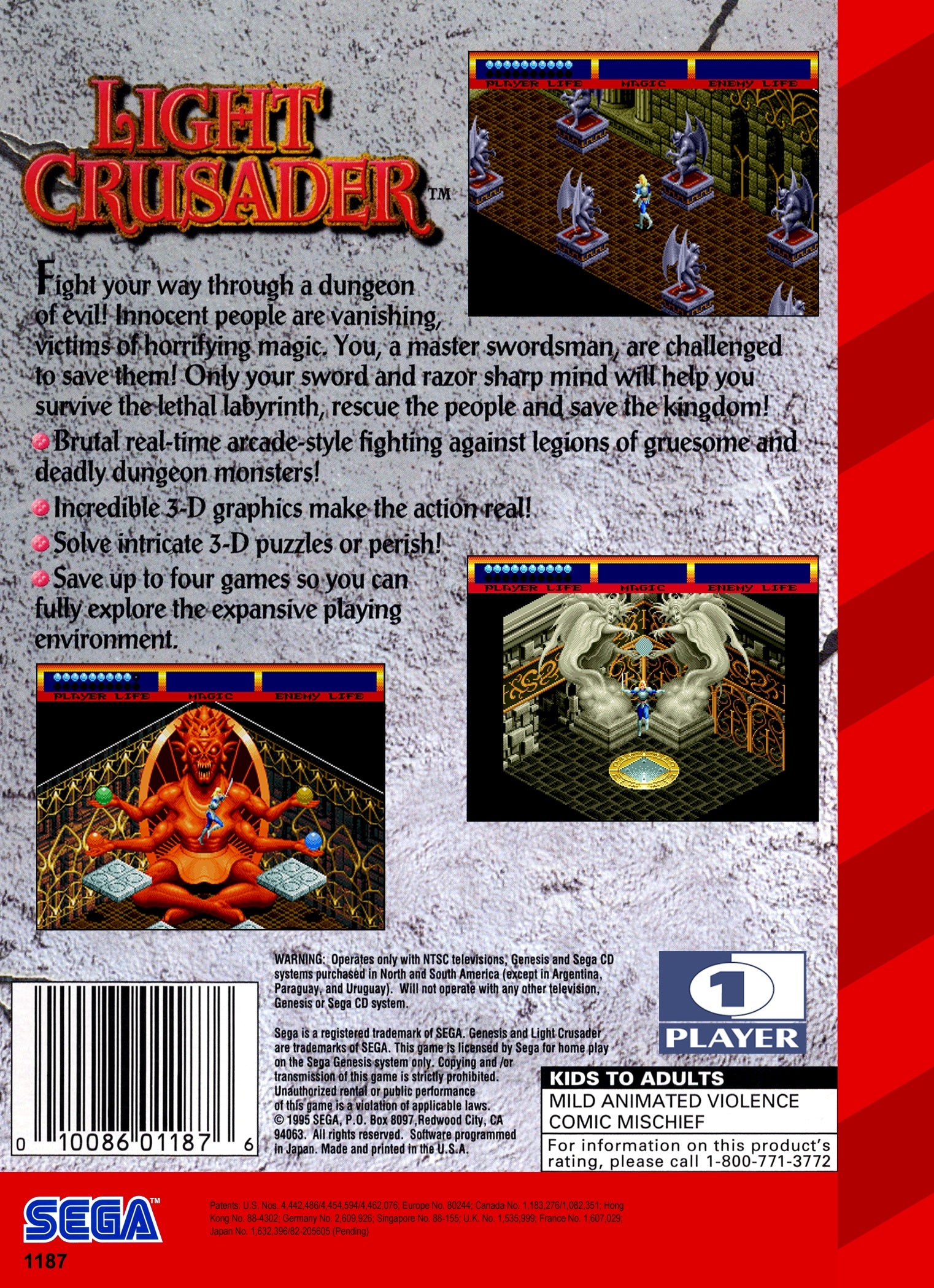 Light Crusader Genesis - Video Game - Used - CaveGamers - Image 2