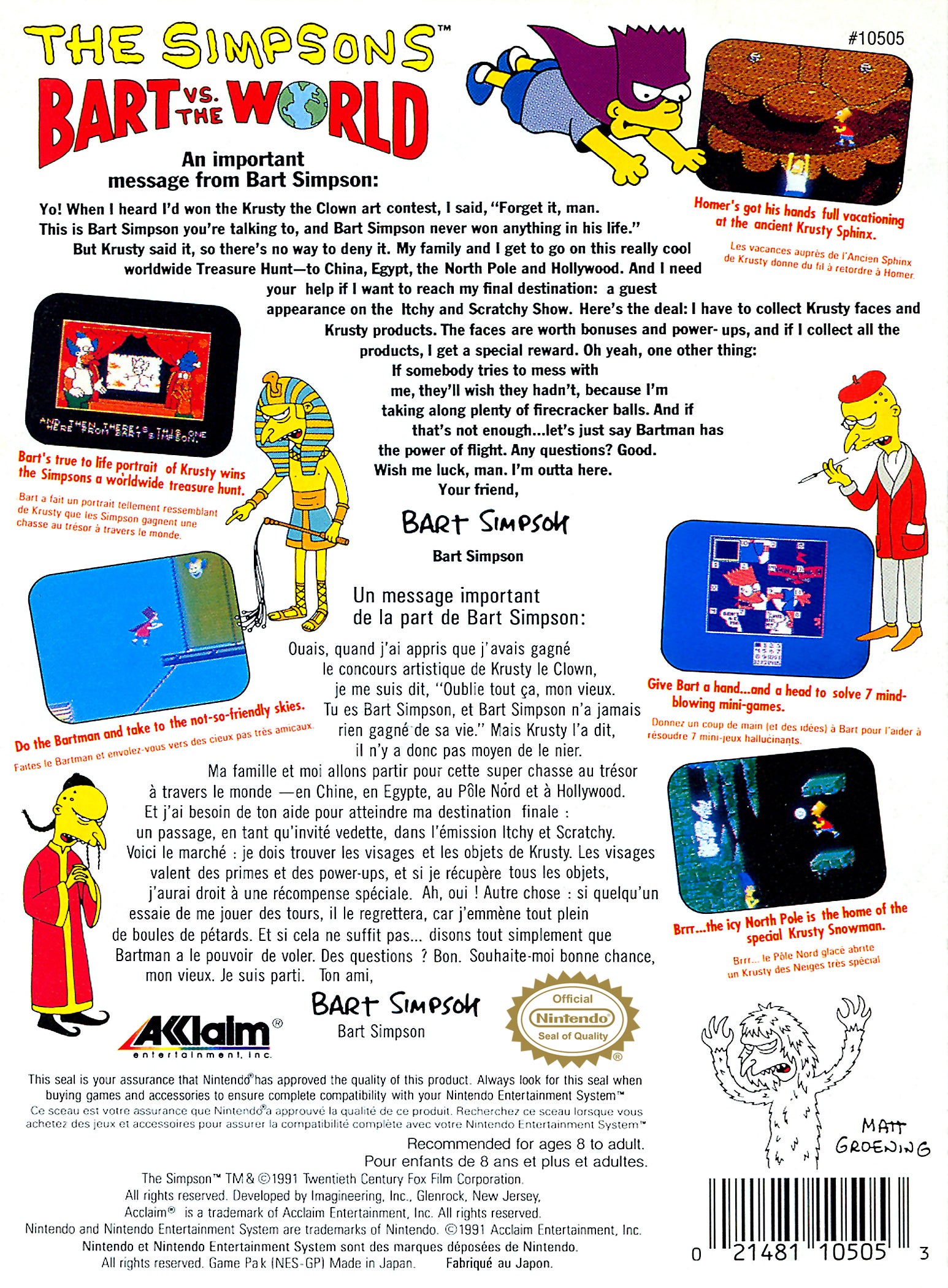 The Simpsons Bart vs the World NES - Video Game - Used - CaveGamers - Image 2