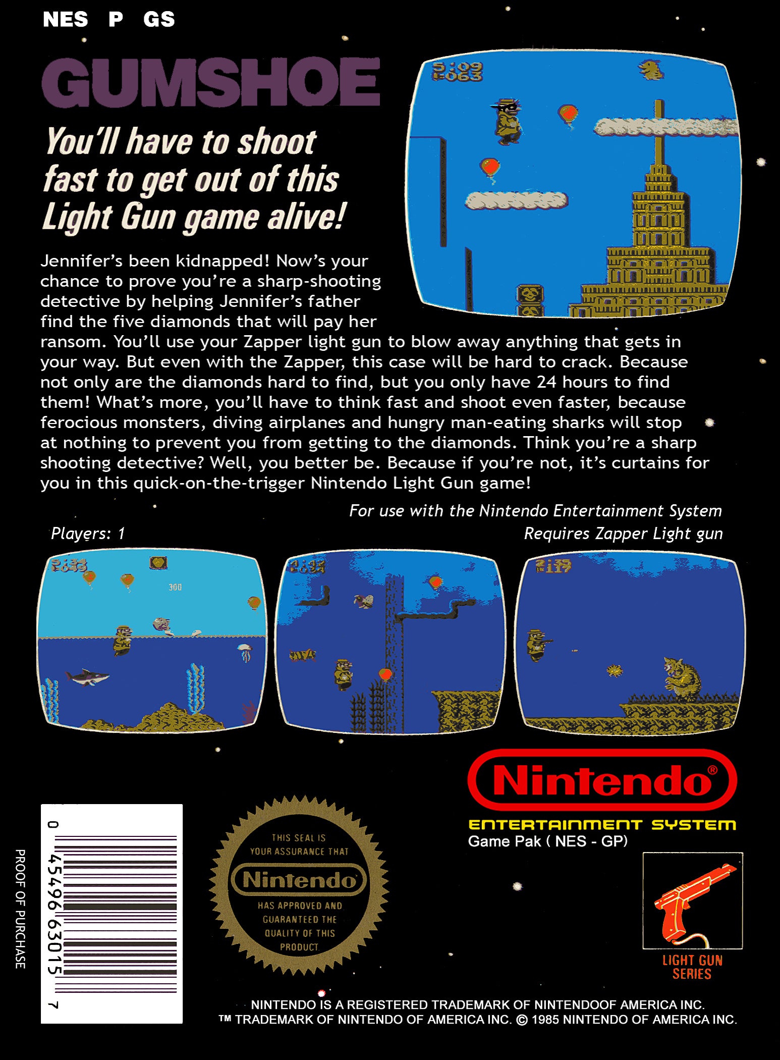 Gumshoe NES - Video Game - Used - CaveGamers - Image 2
