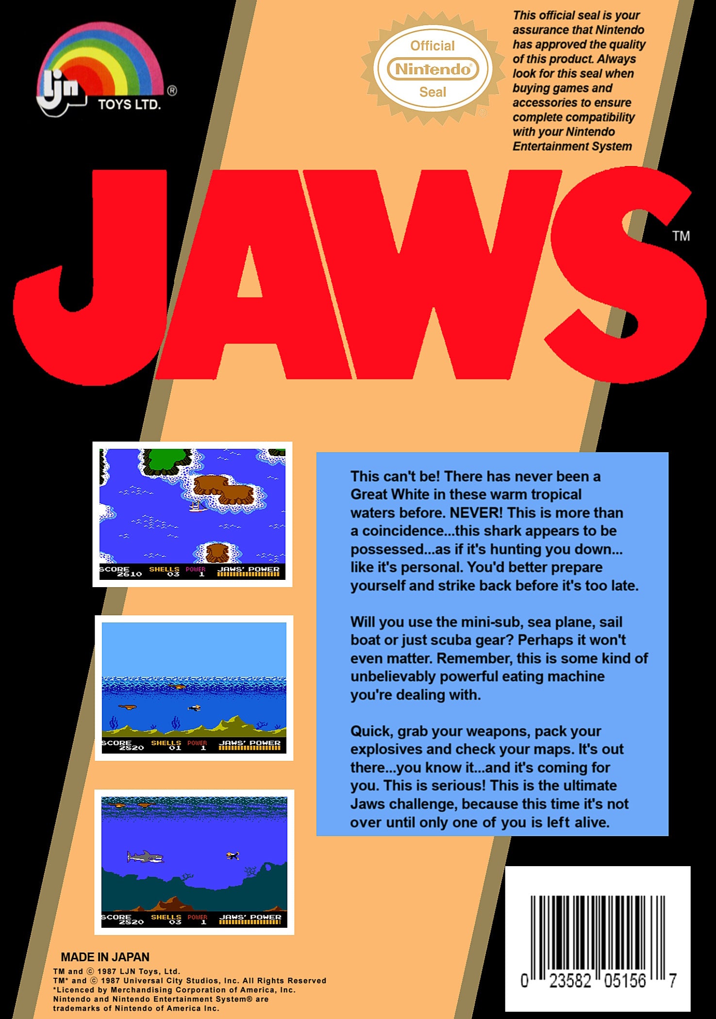 Jaws NES - Video Game - Used - CaveGamers - Image 2