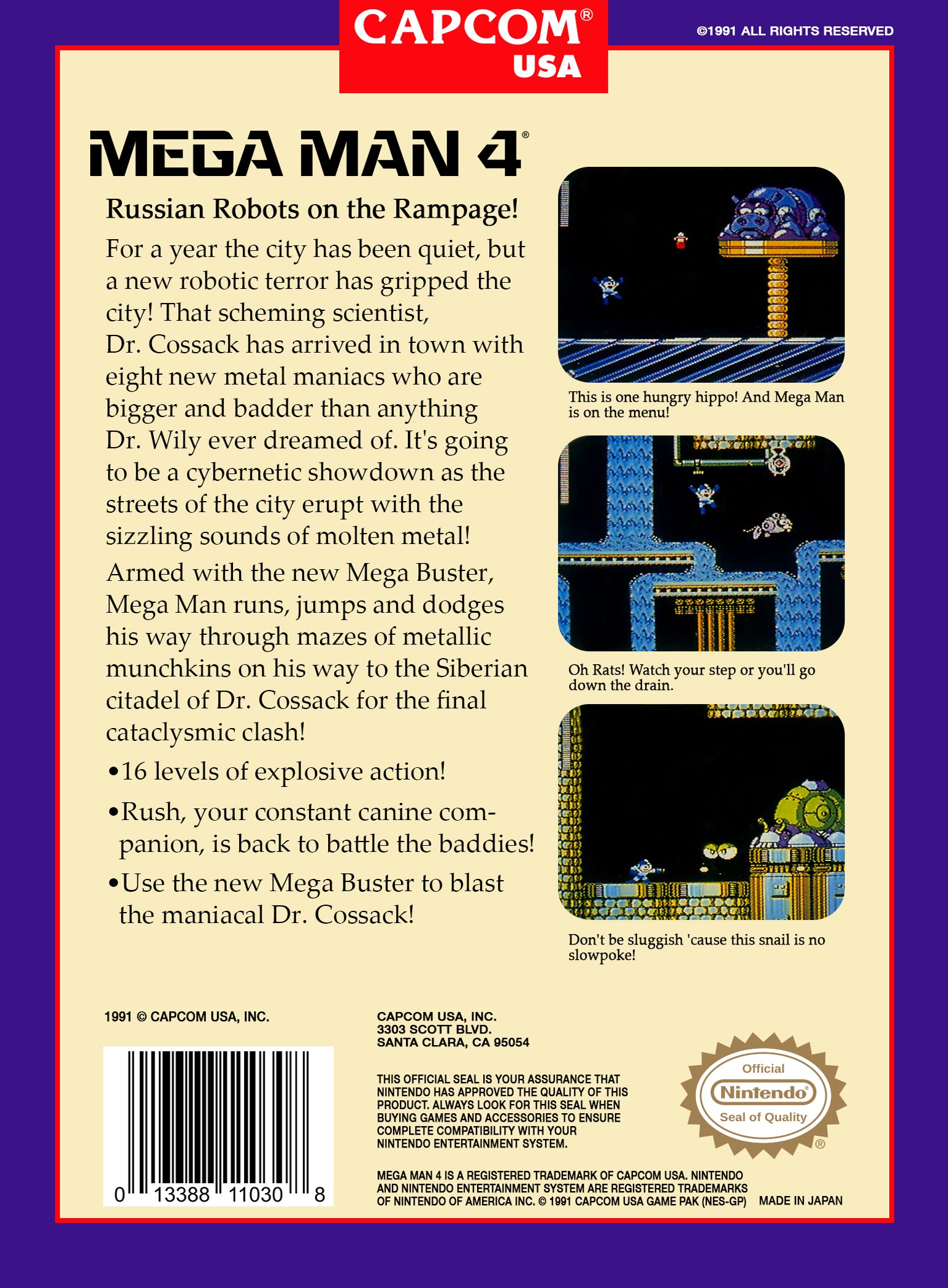 Mega Man 4 NES - Video Game - Used - CaveGamers - Image 2