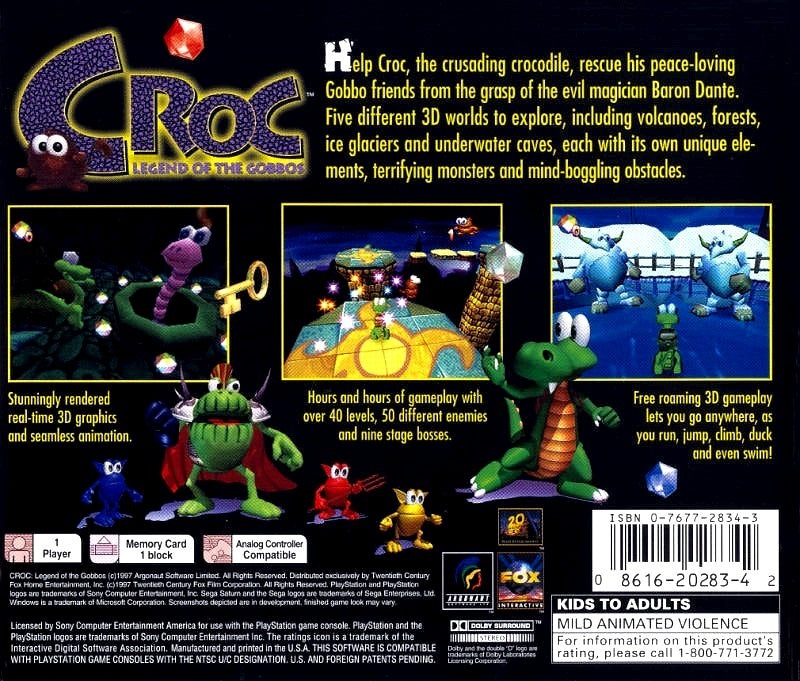 Croc Legend Of The Gobbos Playstation - Video Game - Used - CaveGamers - Image 2