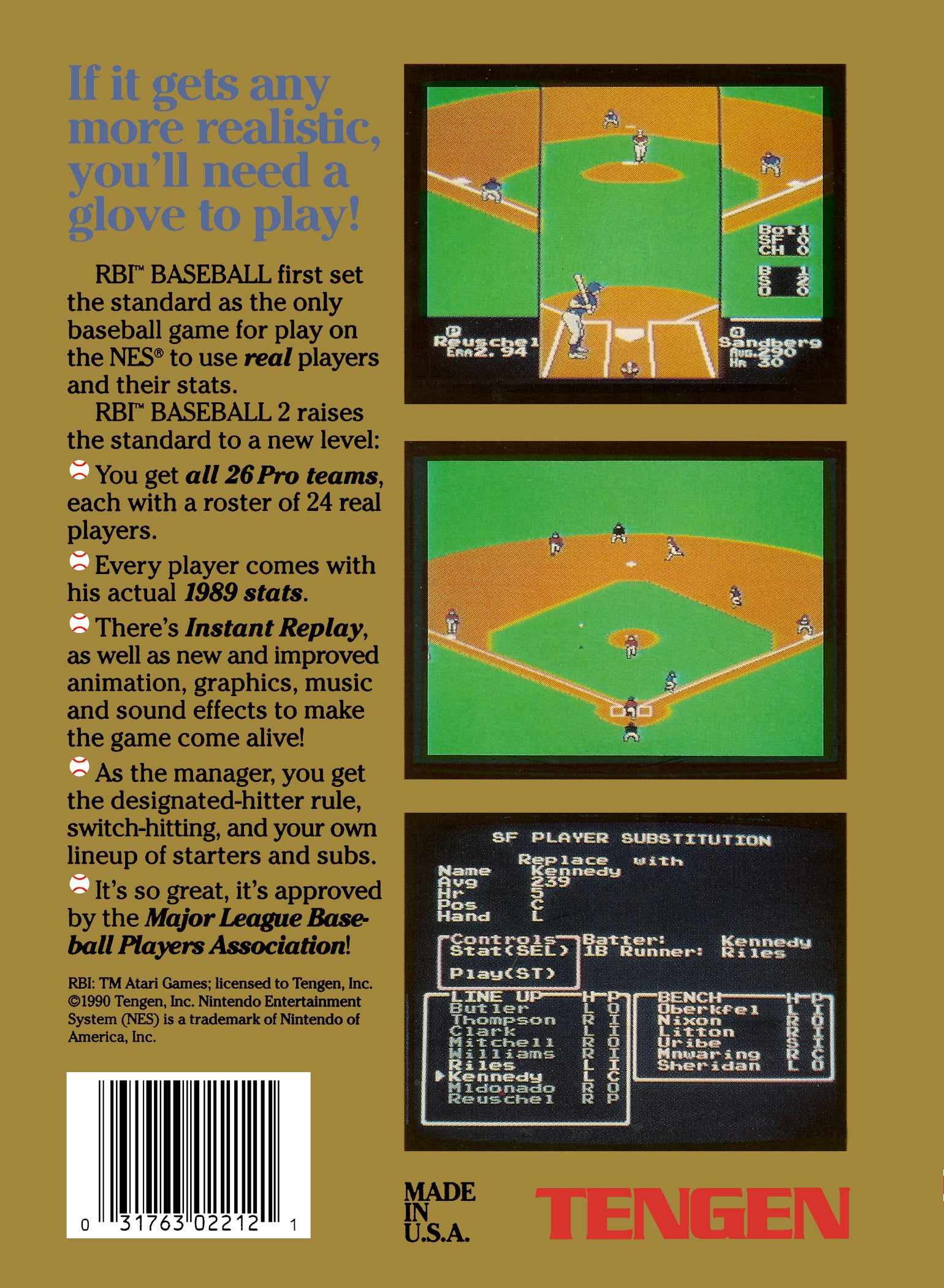 RBI Baseball 2 NES - Video Game - Used - CaveGamers - Image 2