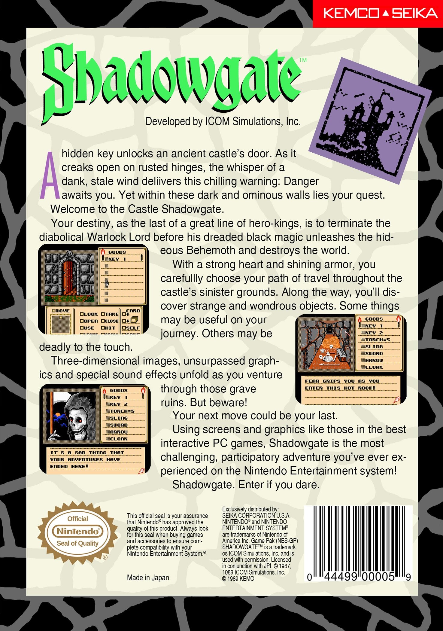Shadowgate NES - Video Game - Used - CaveGamers - Image 2