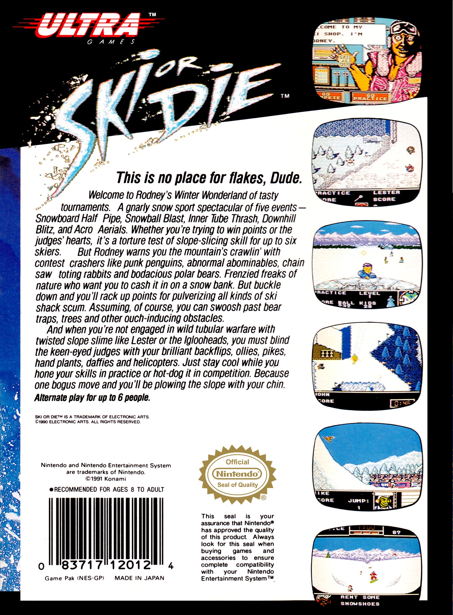 Ski or Die NES - Video Game - Used - CaveGamers - Image 2