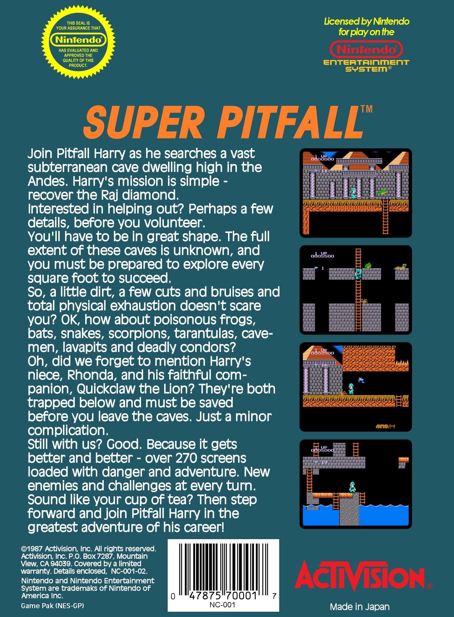 Super Pitfall NES - Video Game - Used - CaveGamers - Image 2