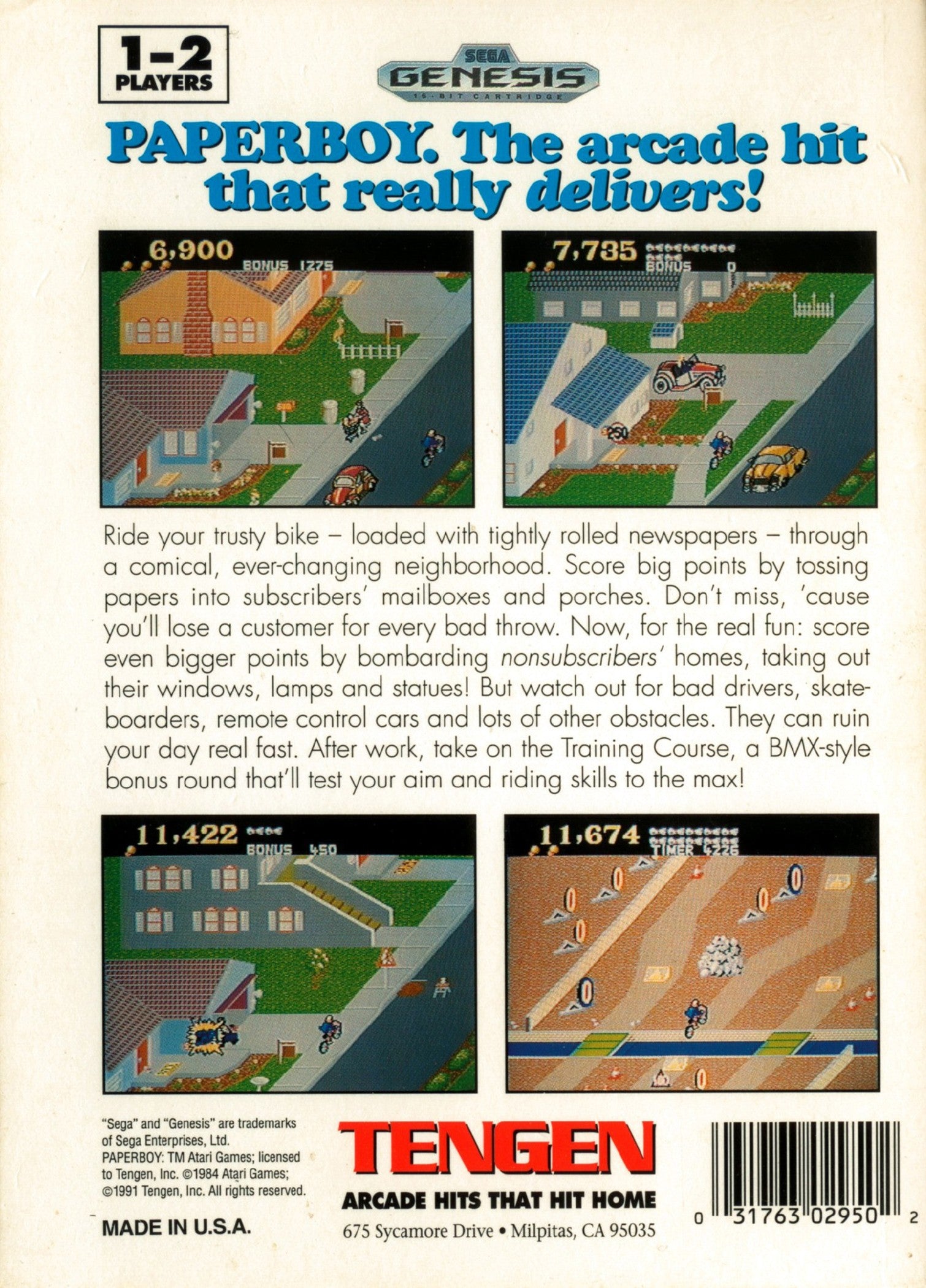 Paperboy Genesis - Video Game - Used - CaveGamers - Image 2