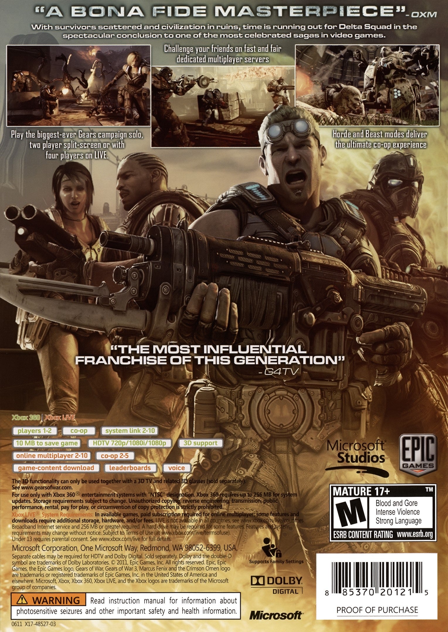Gears of War 3 Xbox 360 - Video Game - Used - CaveGamers - Image 2