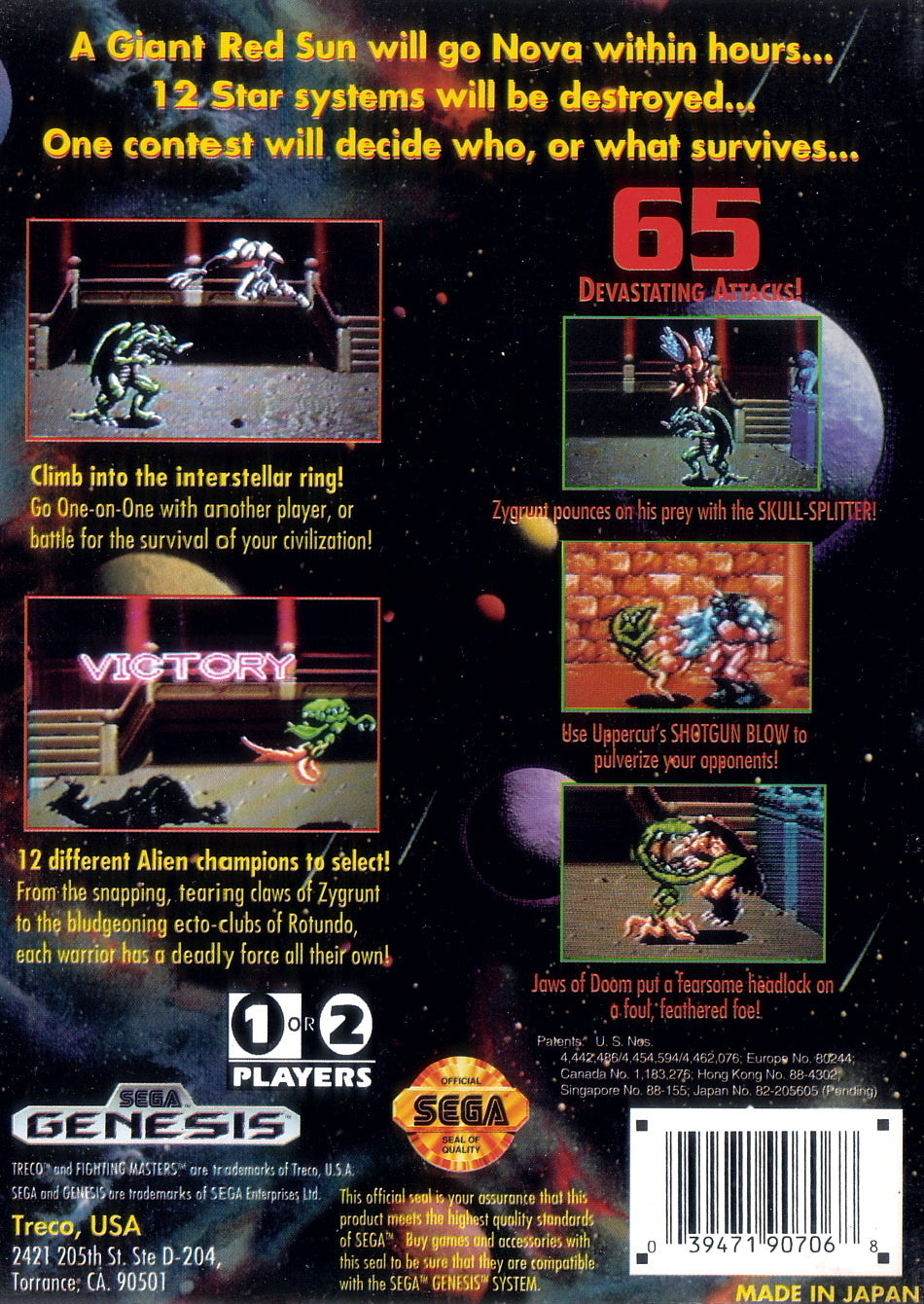 Fighting Masters Genesis - Video Game - Used - CaveGamers - Image 2