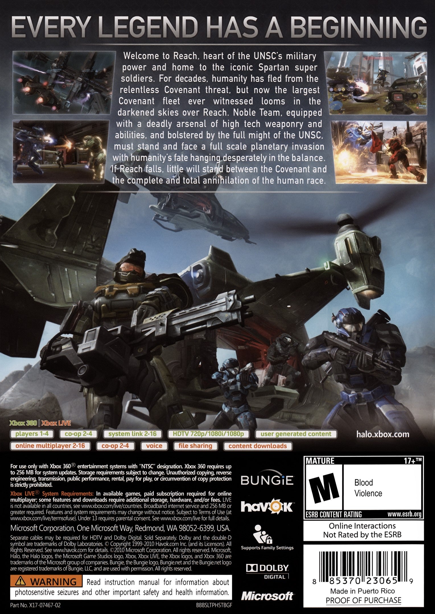 Halo Reach Xbox 360 - Video Game - Used - CaveGamers - Image 2