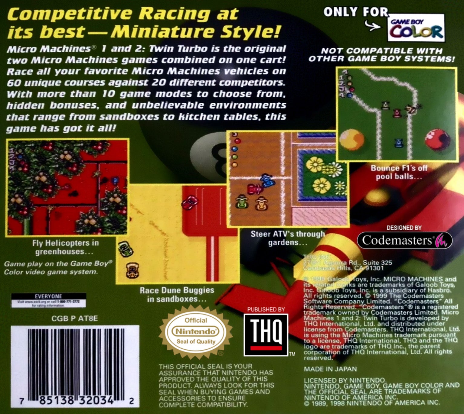 Micro Machines I and 2 Twin Turbo Game Boy Color - Video Game - Used - CaveGamers - Image 2