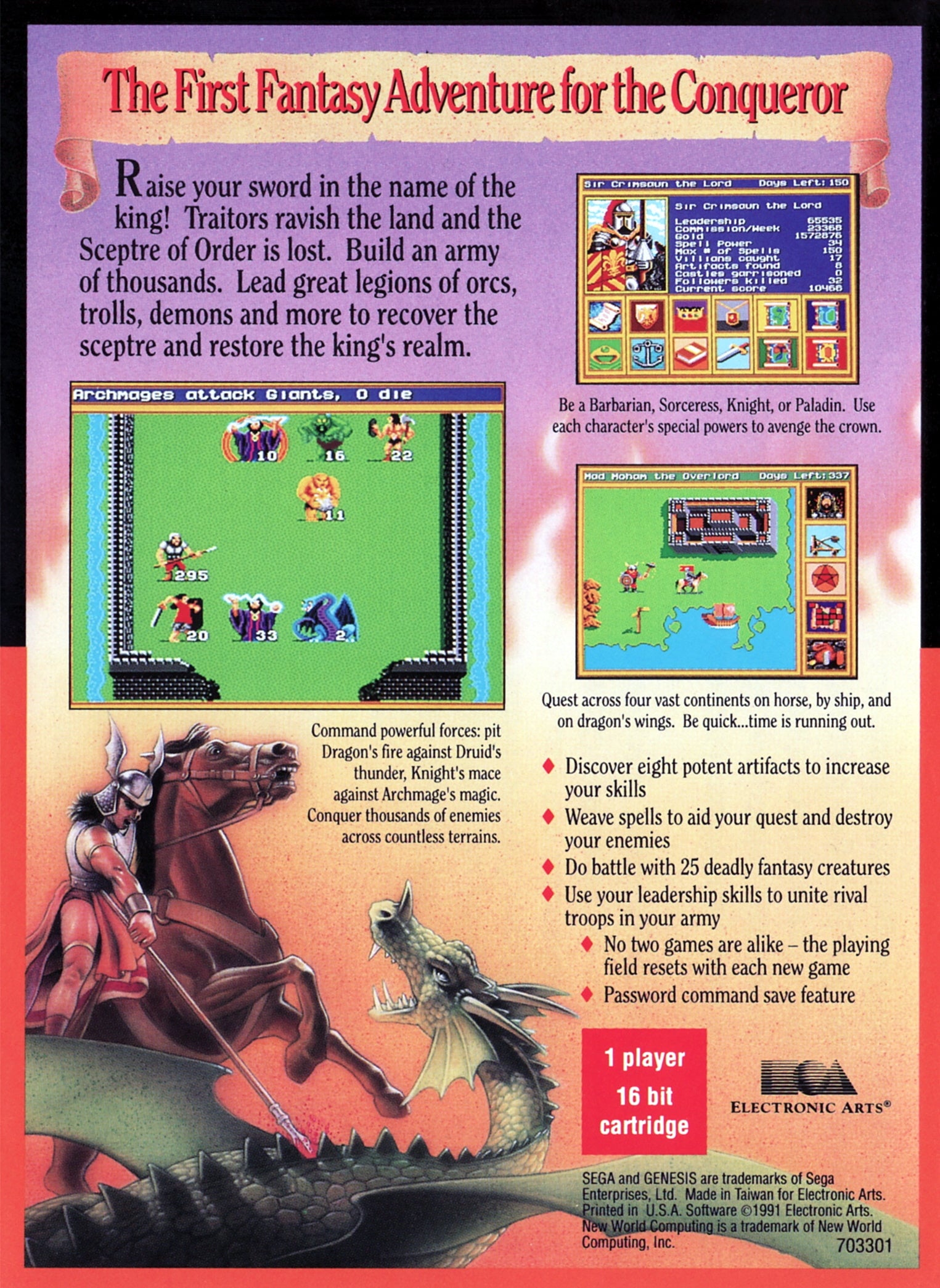 King's Bounty Genesis - Video Game - Used - CaveGamers - Image 2