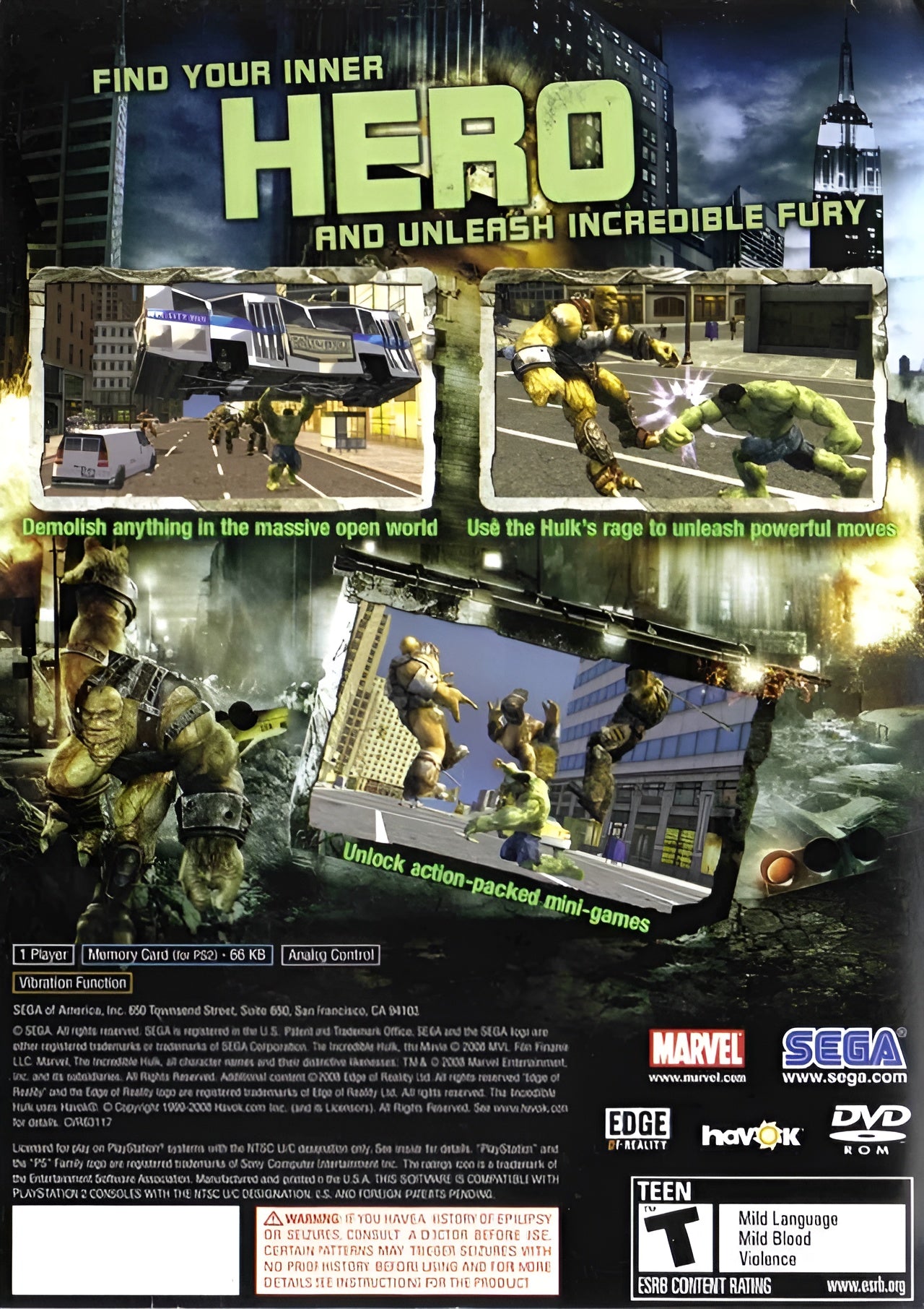 The Incredible Hulk PS2 - Video Game - Used - CaveGamers - Image 2