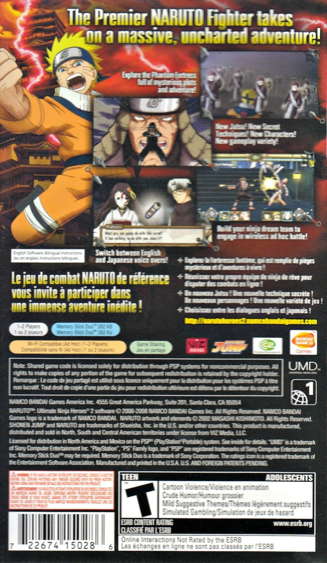 Naruto Ultimate Ninja Heroes 2 The Phantom Fortress PSP - Video Game - Used - CaveGamers - Image 2