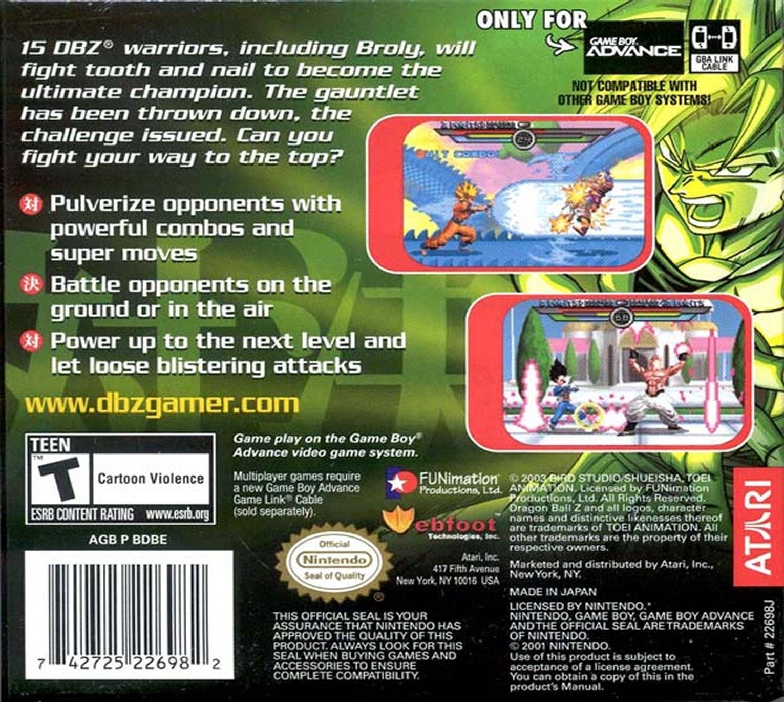 Dragon Ball Z Taiketsu Game Boy Advance - Video Game - Used - CaveGamers - Image 2