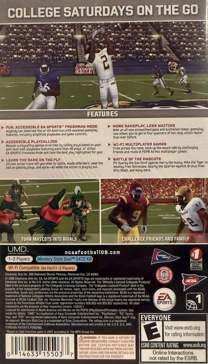NCAA Football 09 PSP - Video Game - Used - CaveGamers - Image 2