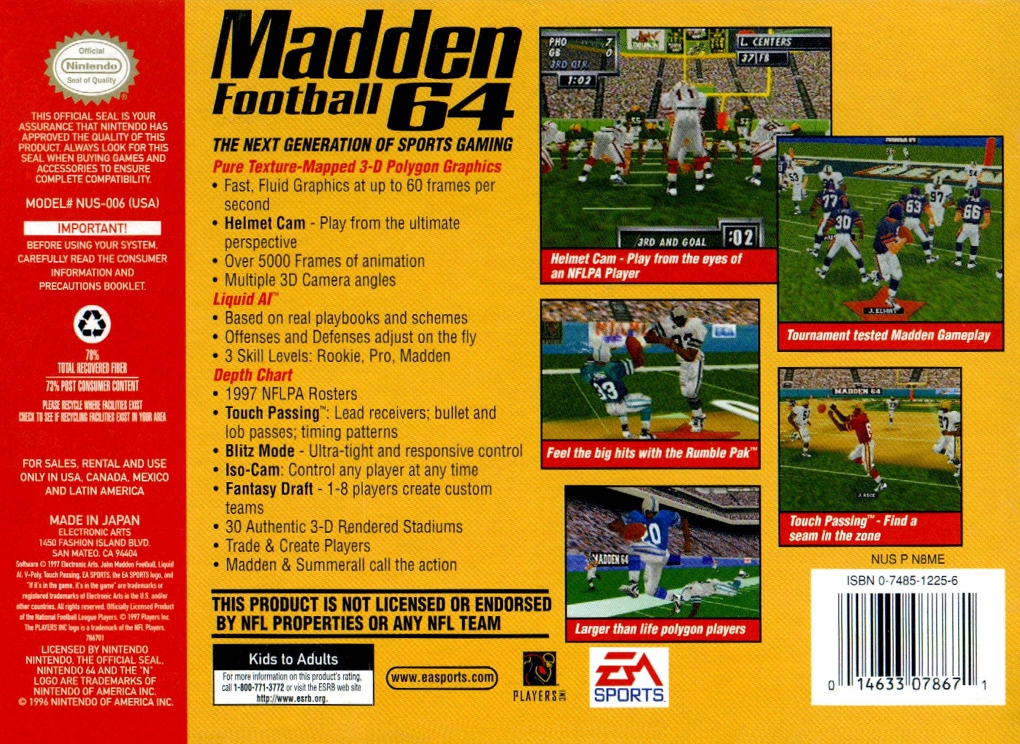 Madden 64 N64 - Video Game - Used - CaveGamers - Image 2