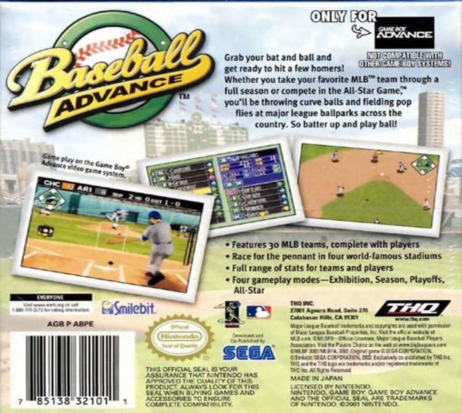 Baseball Advance Game Boy Advance - Video Game - Used - CaveGamers - Image 2
