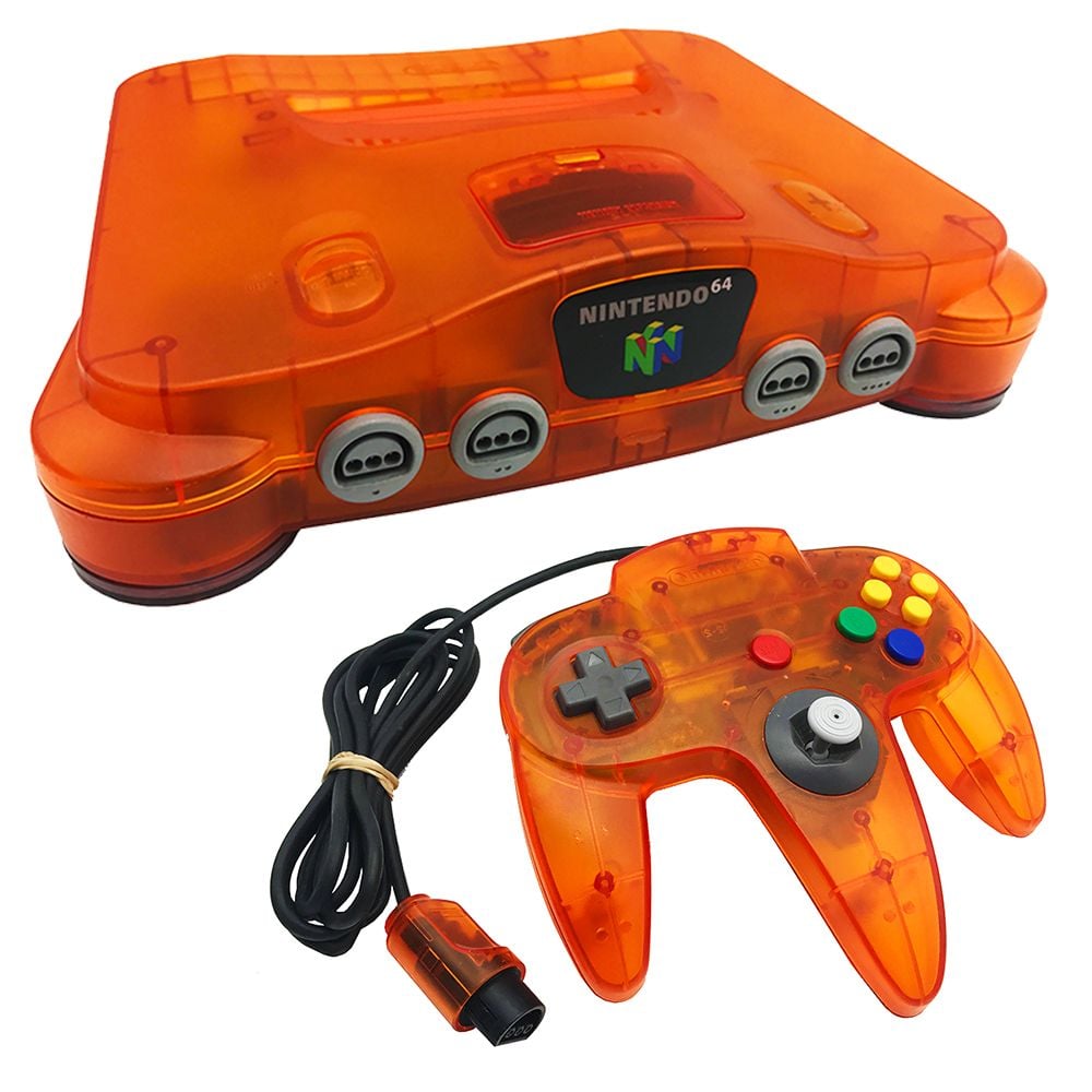 Nintendo 64 Console - Fire Orange N64 - Video Game System - Used - CaveGamers