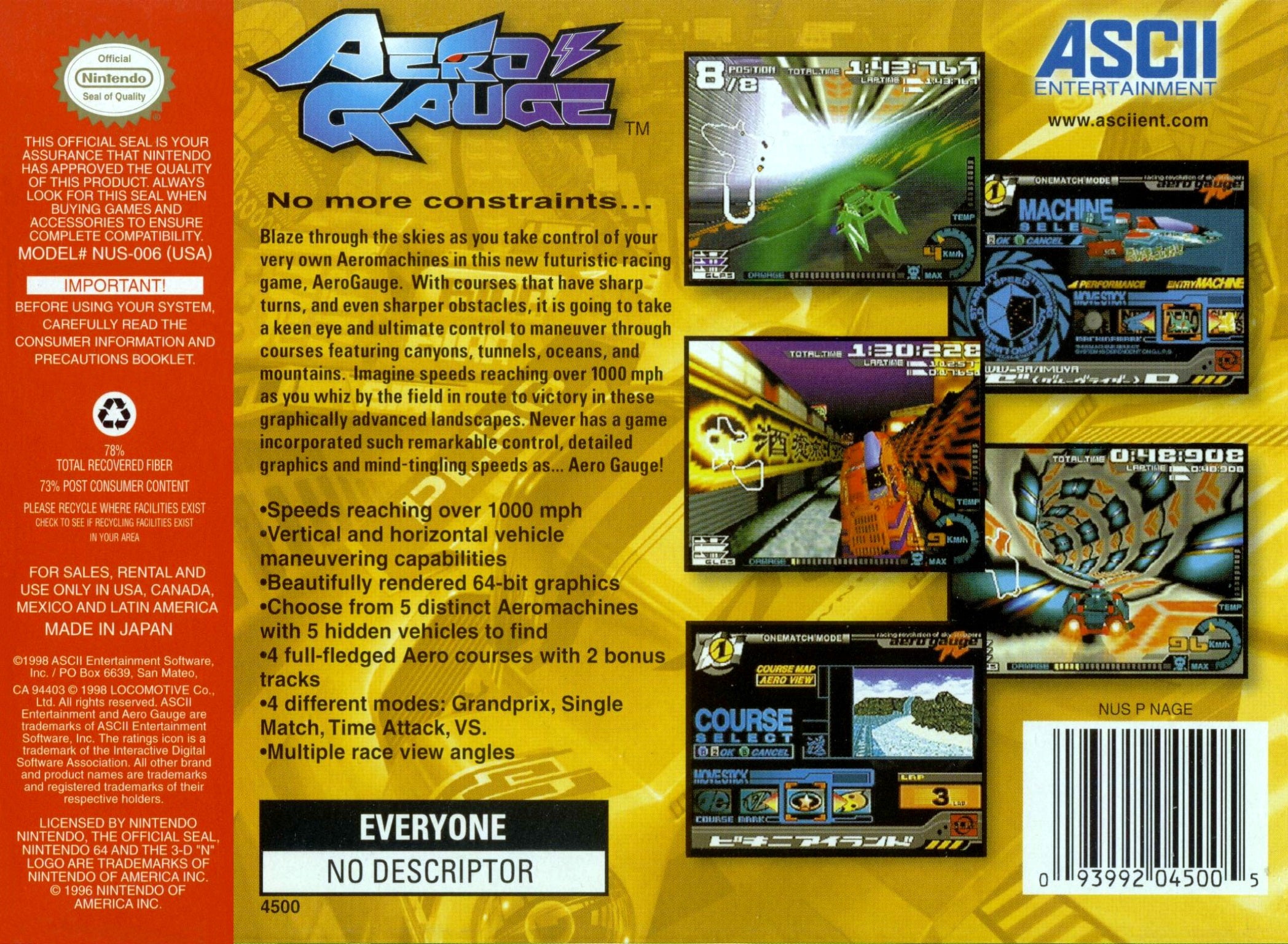 Aero Gauge N64 - Video Game - Used - CaveGamers - Image 2