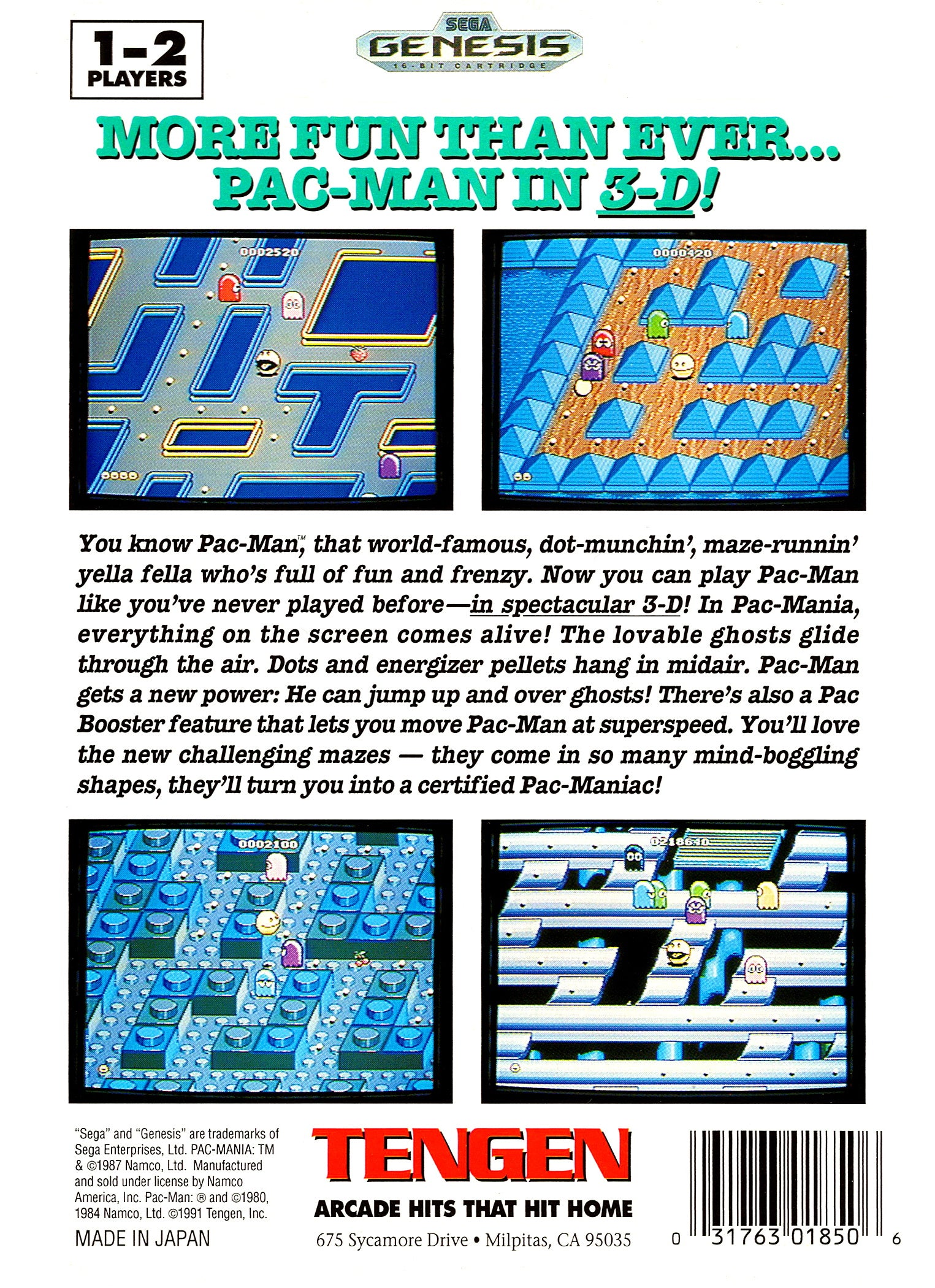Pac-Mania Genesis - Video Game - Used - CaveGamers - Image 2