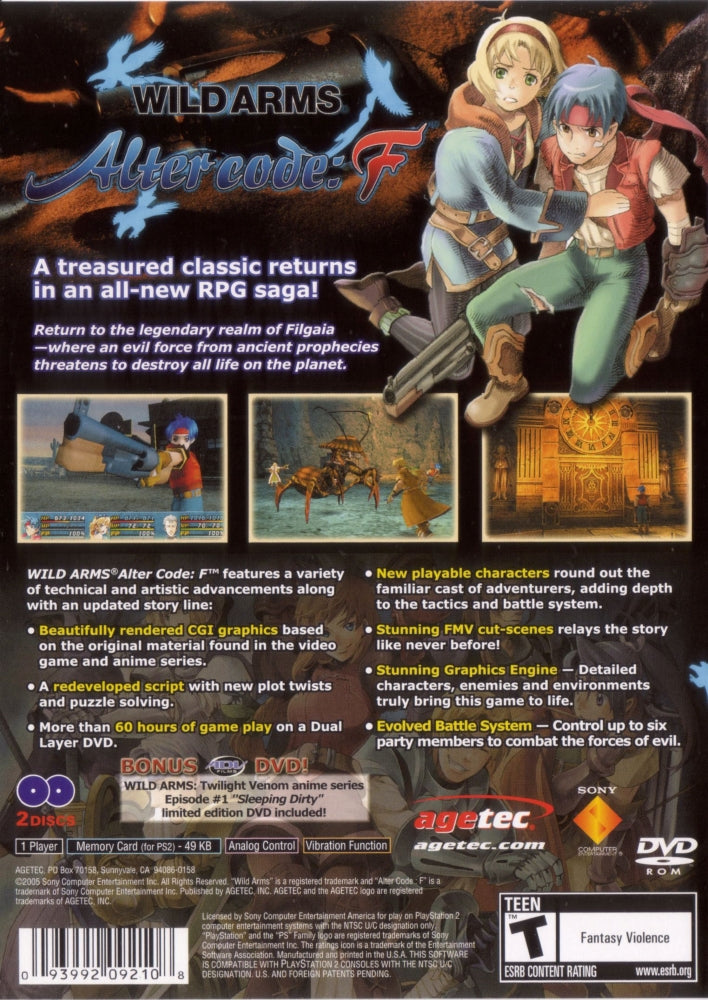Wild ARMs Alter Code: F PS2 - Video Game - Used - CaveGamers - Image 2