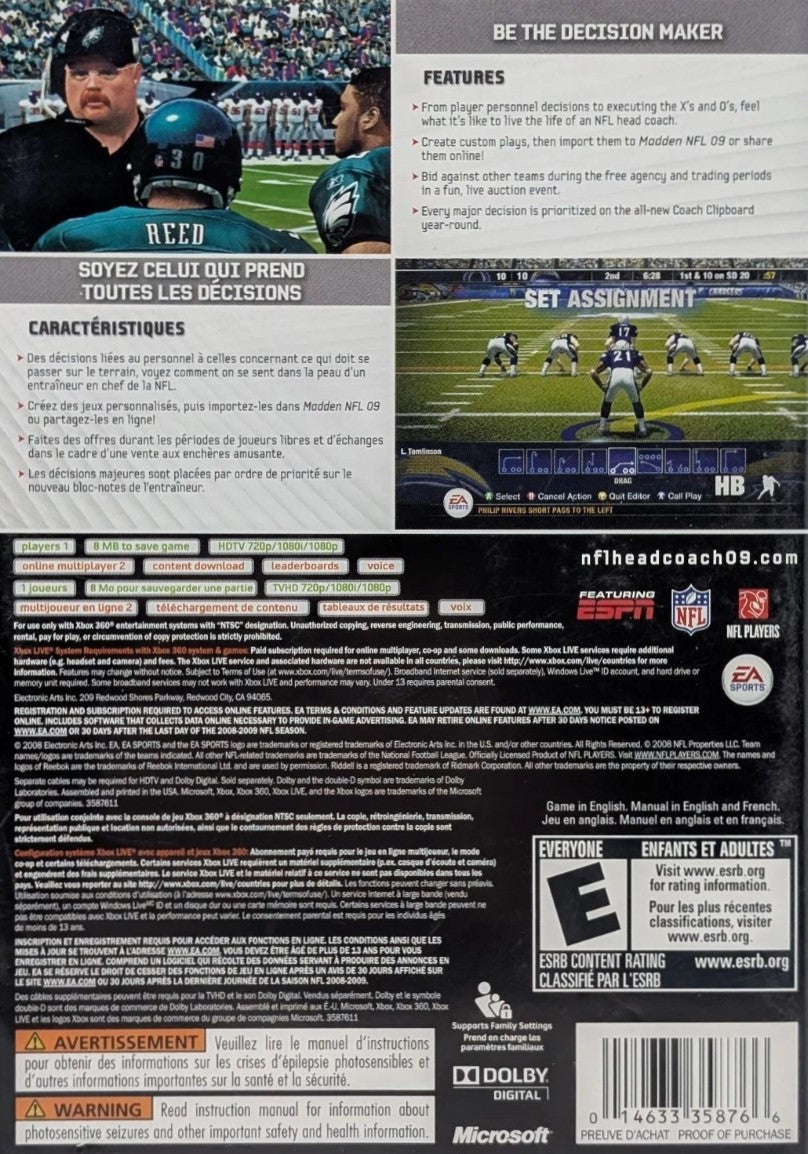 NFL Head Coach 2009 Xbox 360 - Video Game - Used - CaveGamers - Image 2