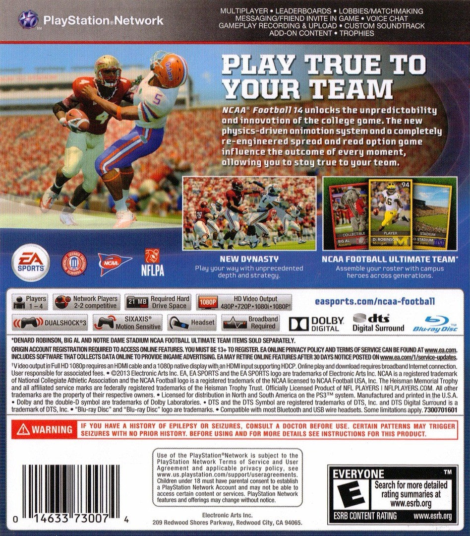 NCAA Football 14 PS3 - Video Game - Used - CaveGamers - Image 2