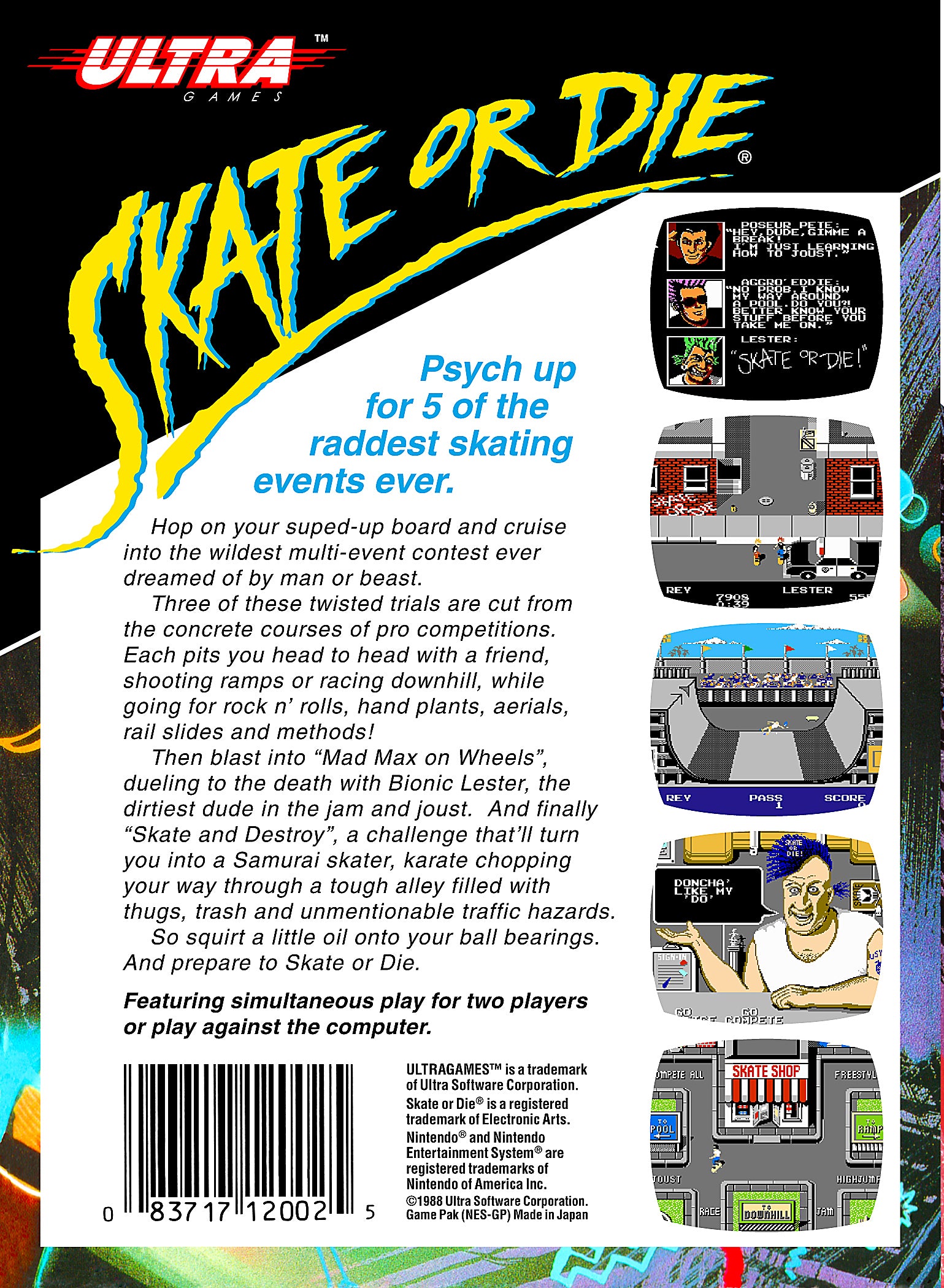 Skate Or Die NES - Video Game - Used - CaveGamers - Image 2