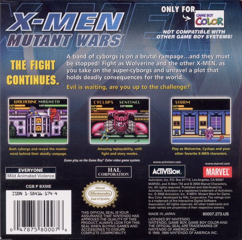 X-Men Mutant Wars Game Boy Color - Video Game - Used - CaveGamers - Image 2