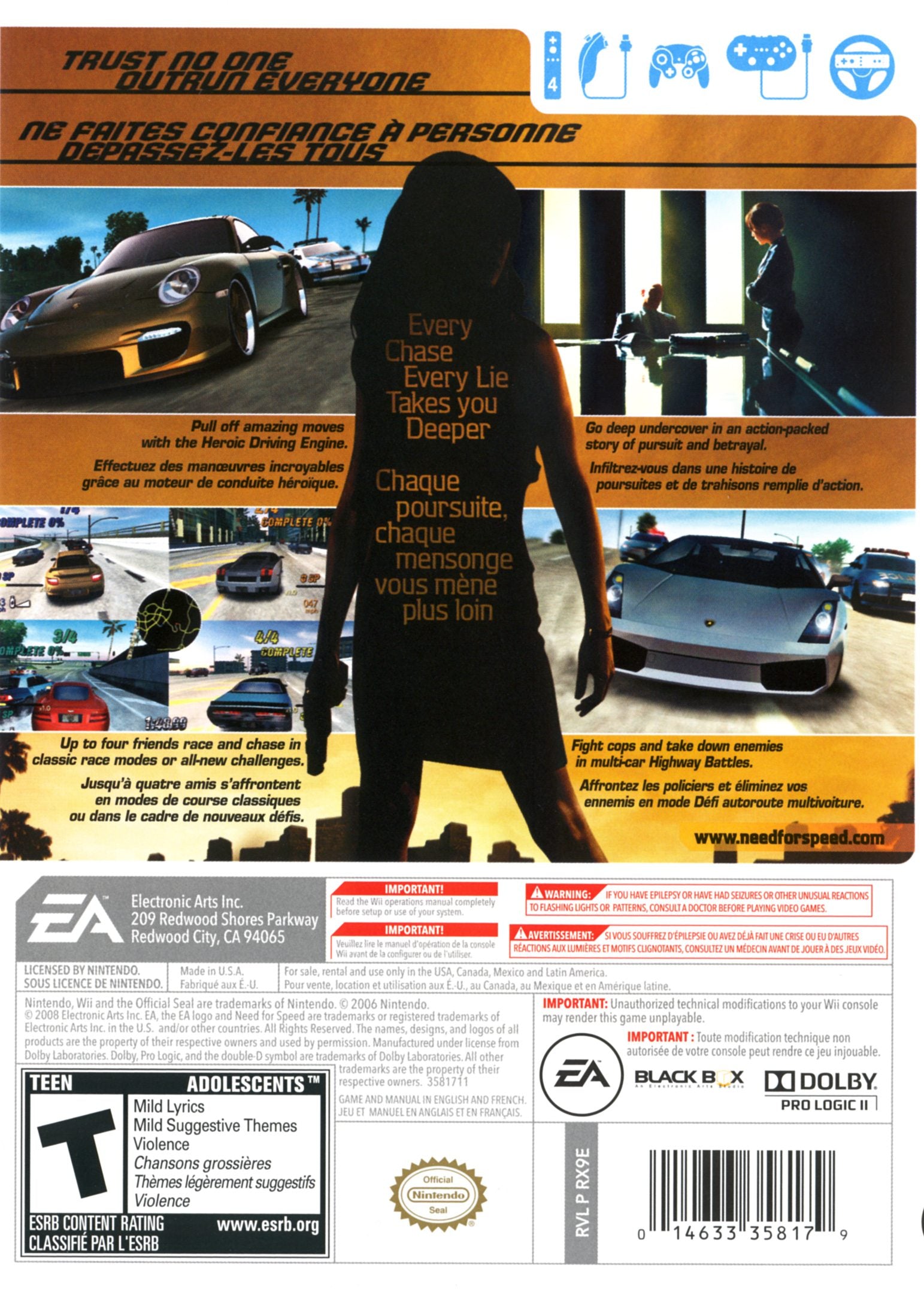 Need for Speed Undercover Wii - Video Game - Used - CaveGamers - Image 2