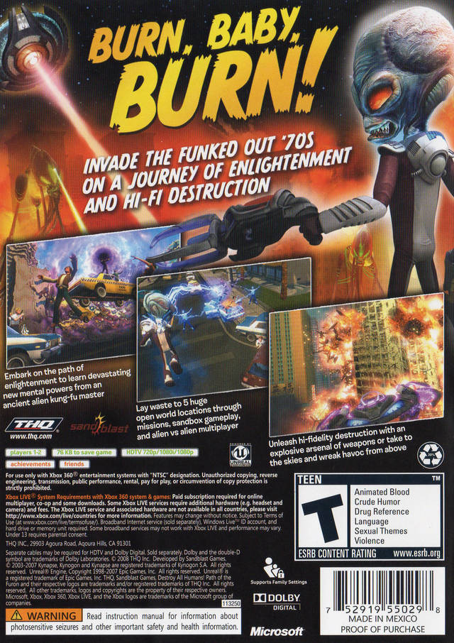Destroy All Humans: Path of the Furon Xbox 360 - Video Game - Used - CaveGamers - Image 2