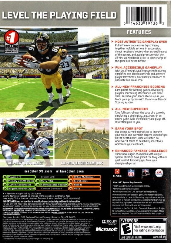 Madden NFL 2009 Xbox - Video Game - Used - CaveGamers - Image 2