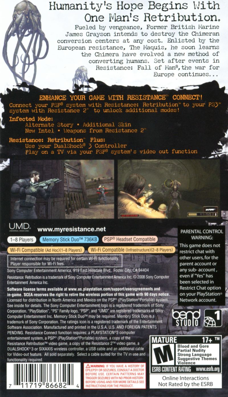 Resistance: Retribution PSP - Video Game - Used - CaveGamers - Image 2