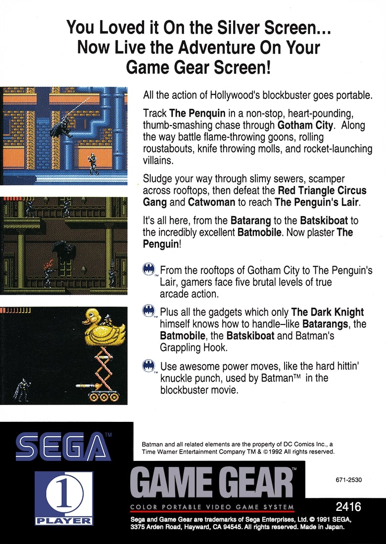 Batman Returns GameGear - Video Game - Used - CaveGamers - Image 2