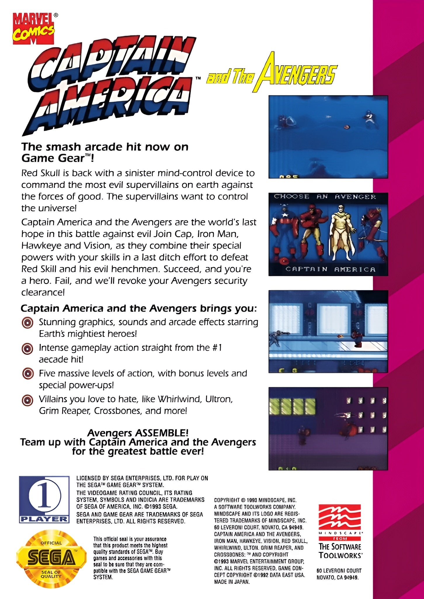 Captain America and the Avengers GameGear - Video Game - Used - CaveGamers - Image 2