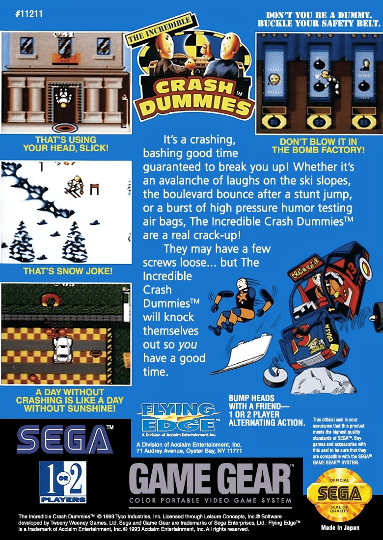 Incredible Crash Dummies GameGear - Video Game - Used - CaveGamers - Image 2