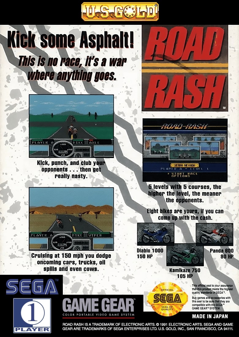 Road Rash GameGear - Video Game - Used - CaveGamers - Image 2