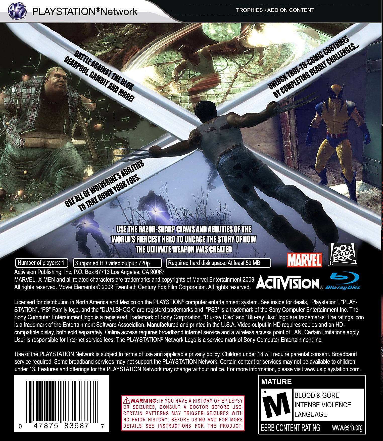 X-Men Origins: Wolverine PS3 - Video Game - Used - CaveGamers - Image 2