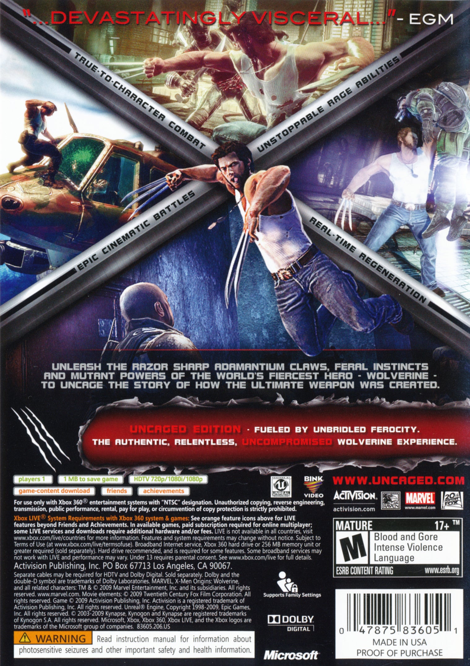 X-Men Origins: Wolverine Xbox 360 - Video Game - Used - CaveGamers - Image 2