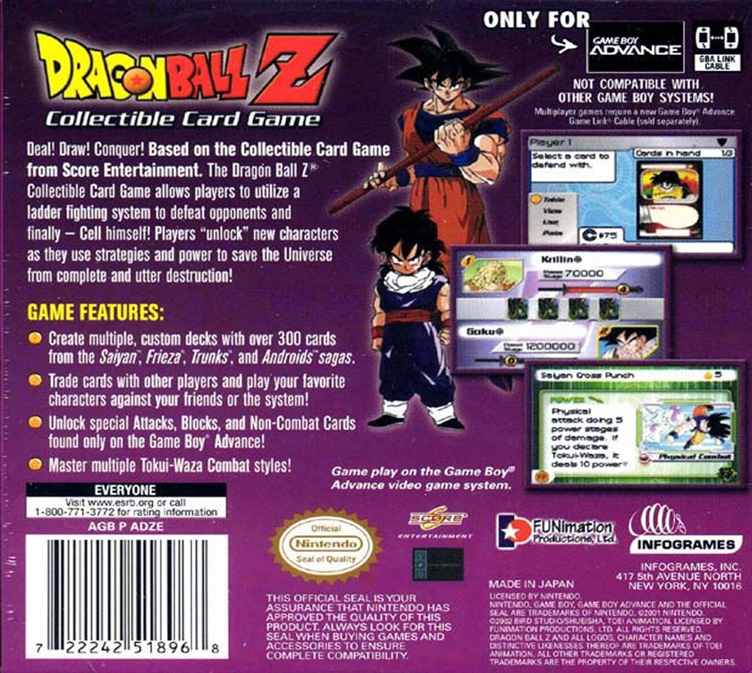 Dragon Ball Z Collectible Card Game Game Boy Advance - Video Game - Used - CaveGamers - Image 2