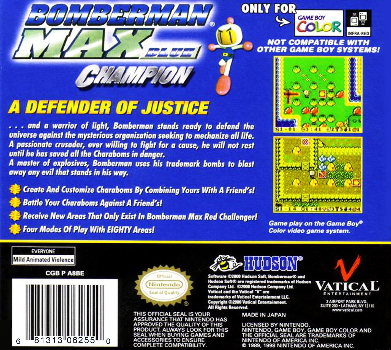 Bomberman Max Blue Champion Game Boy Color - Video Game - Used - CaveGamers - Image 2