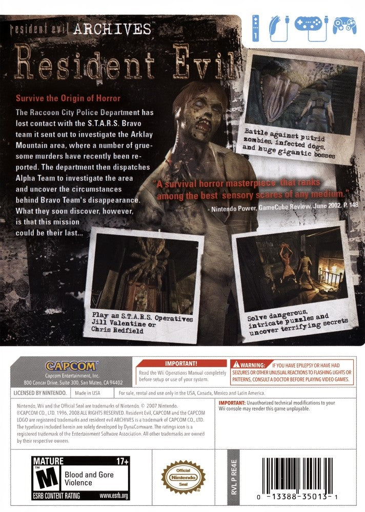 Resident Evil Archives: Resident Evil Wii - Video Game - Used - CaveGamers - Image 2