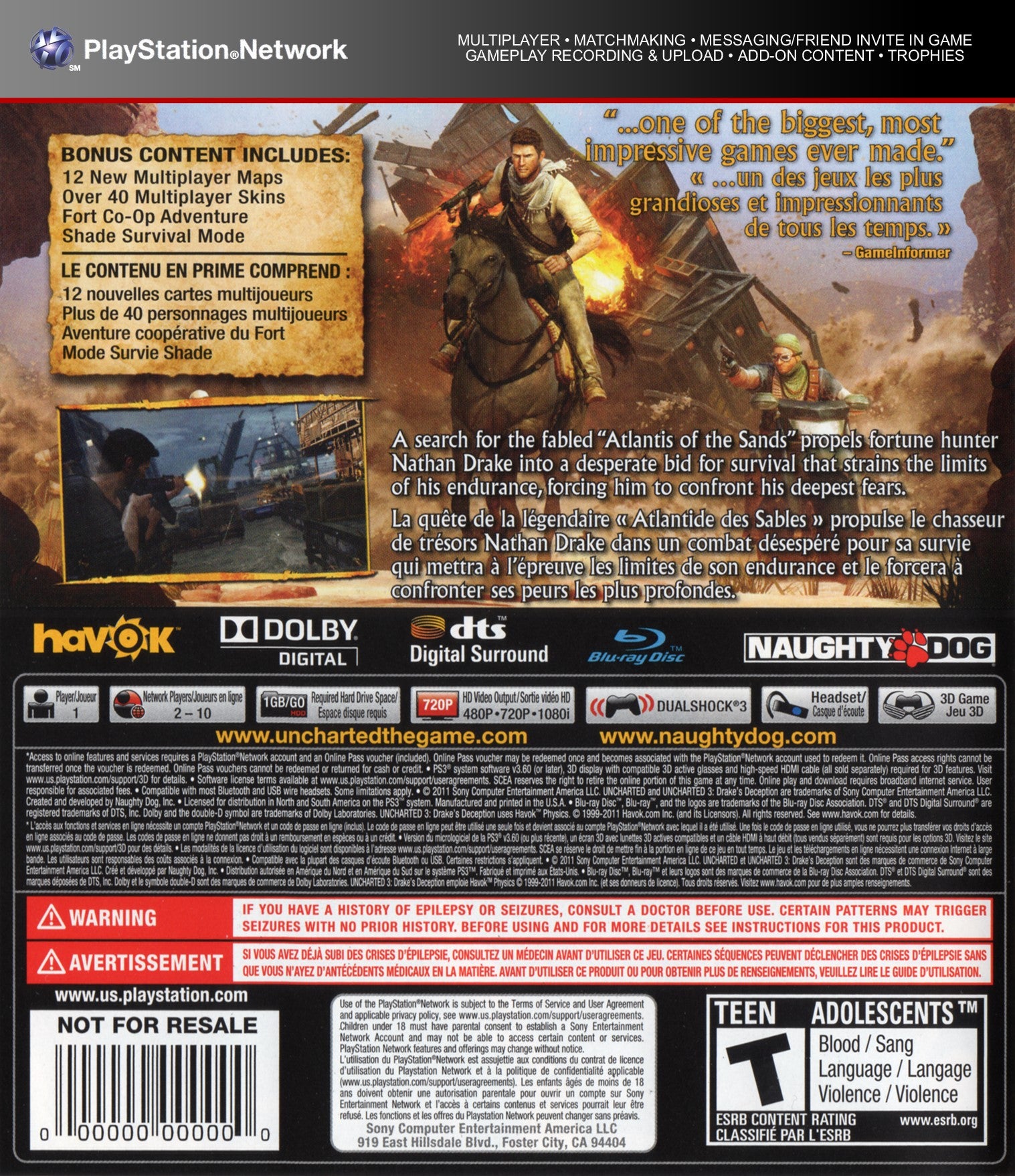 Uncharted 3: Drake's Deception PS3 - Video Game - Used - CaveGamers - Image 2