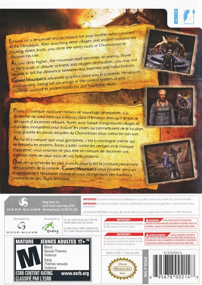 Cursed Mountain Wii - Video Game - Used - CaveGamers - Image 2