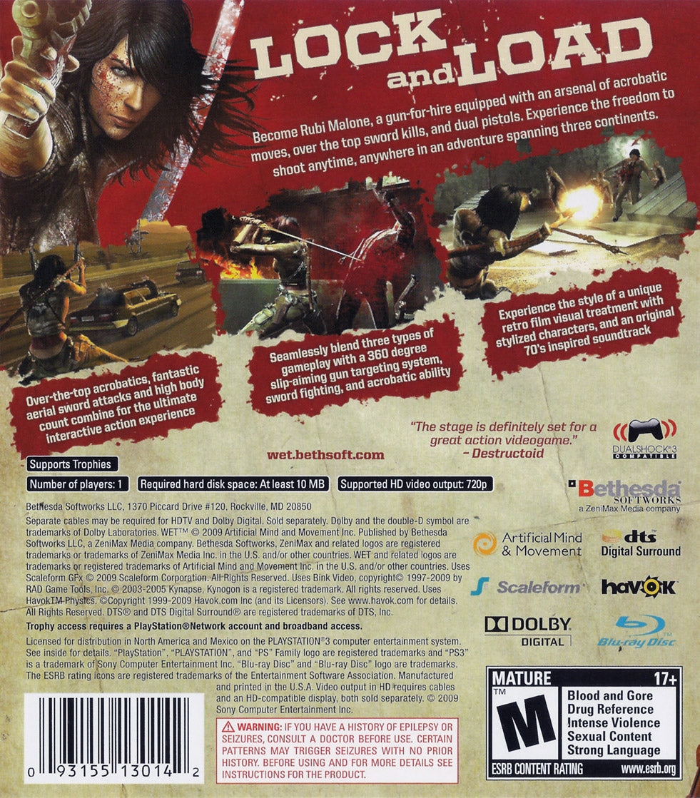 Wet PS3 - Video Game - Used - CaveGamers - Image 2